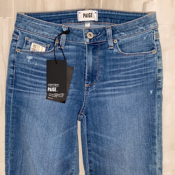 Paige Skyline Skinny Crop, Distressed, Mid-Rise, 27x25, NWT, $219 MSRP - Picture 13 of 14